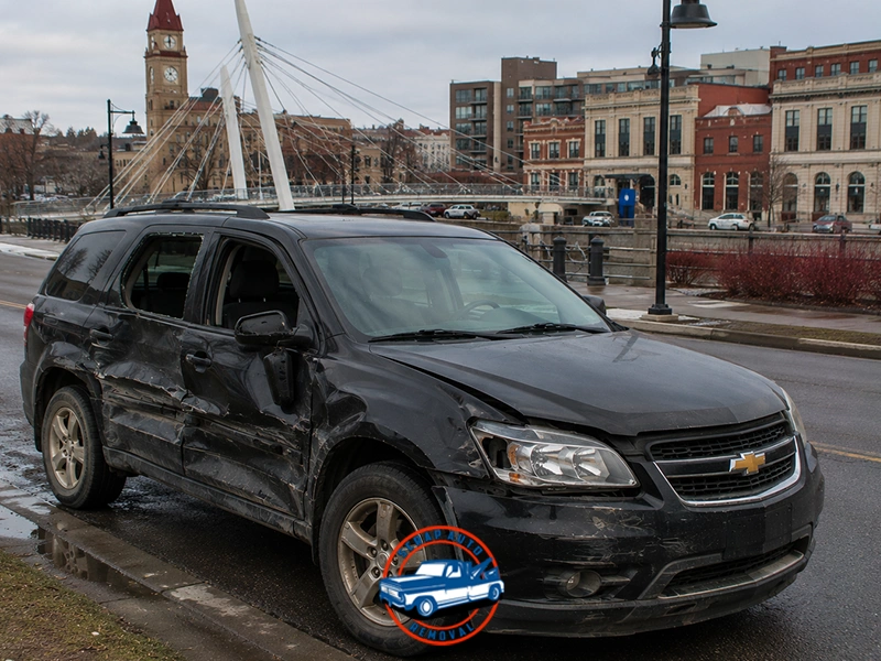 A Car in the city of Red Deer which is Wrecked