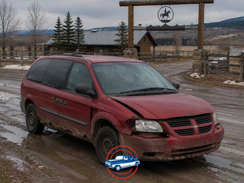 A broken mini van in Millarville