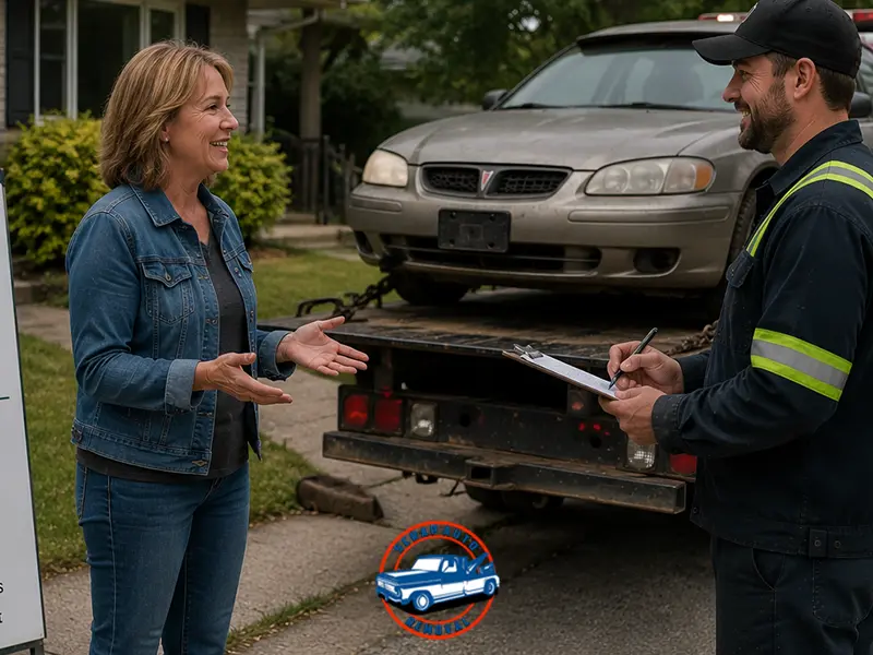 A woman in Innisfail trying to sell her junk car