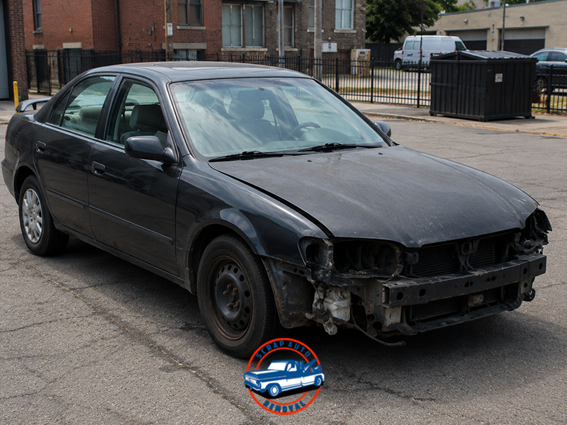 A wrecked car in Black Diamond