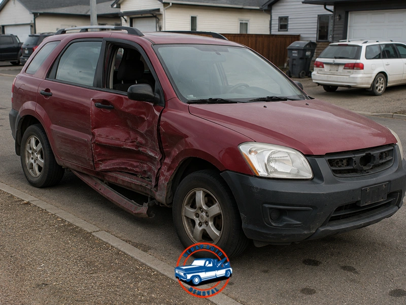 A wrecked car in Delacour (1)
