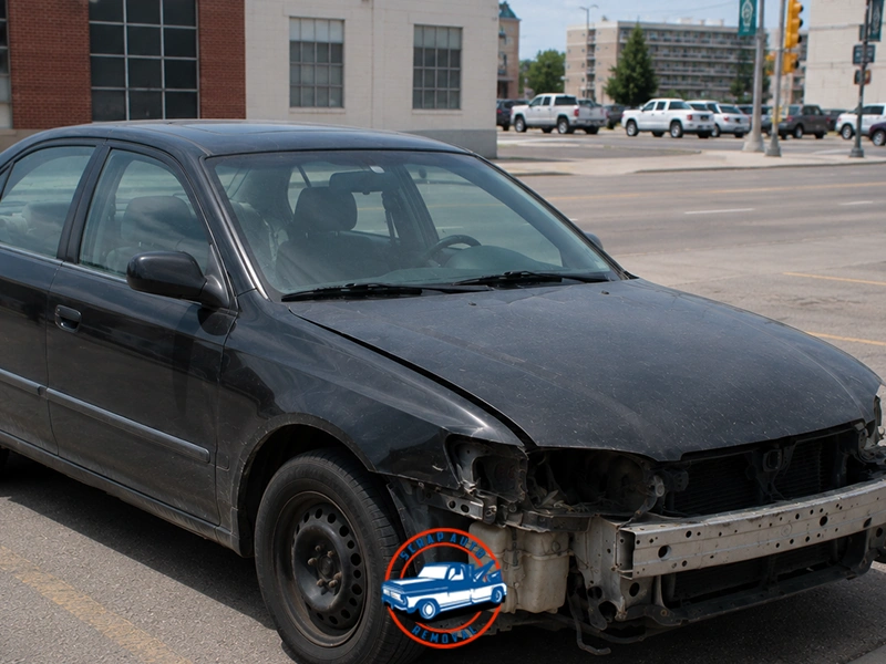 A WRECKED CAR IN LETHBRIDGE