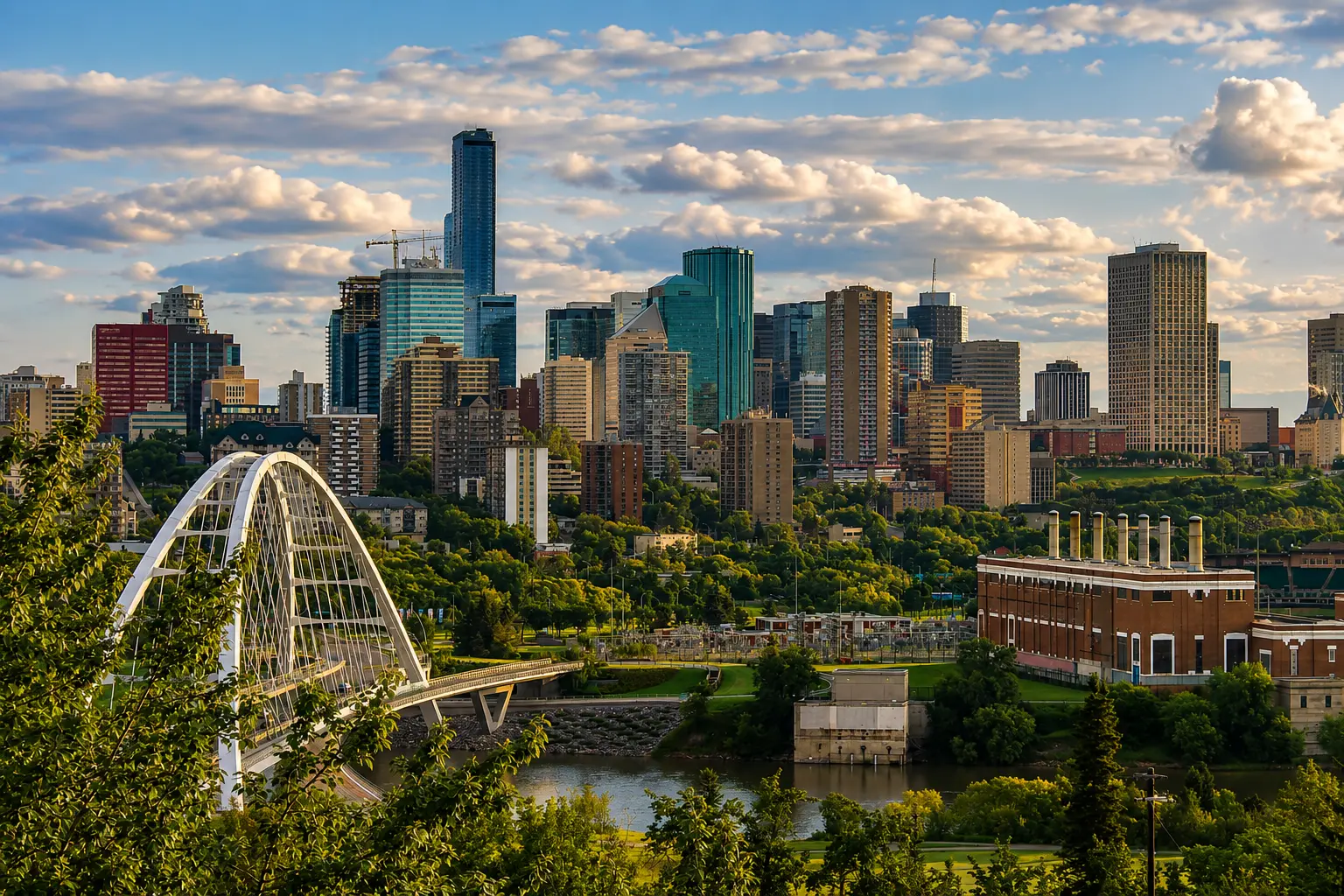 Edmonton river valley and downtown skyline view