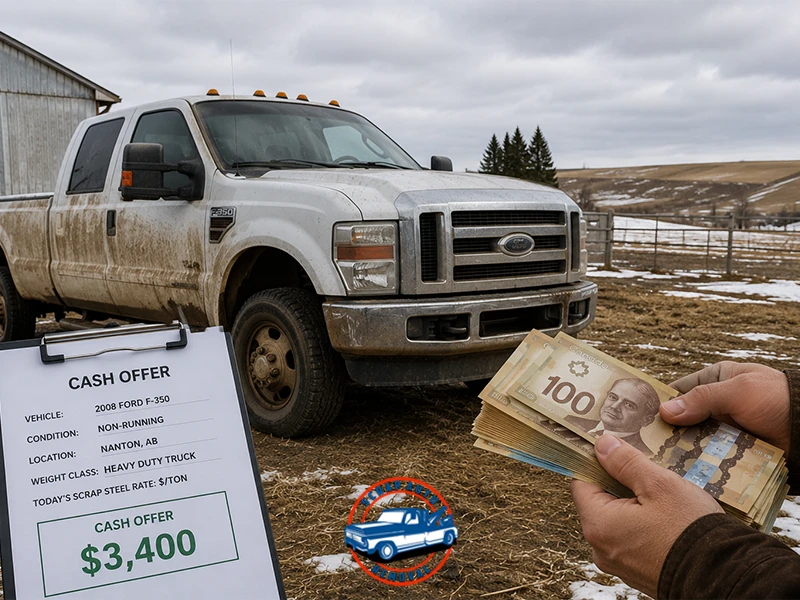 Non-Running Diesel Truck Sitting on a Nanton Property